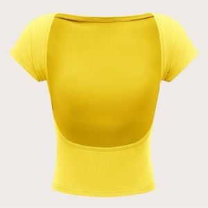 Backless Batwing Sleeve Solid Tee